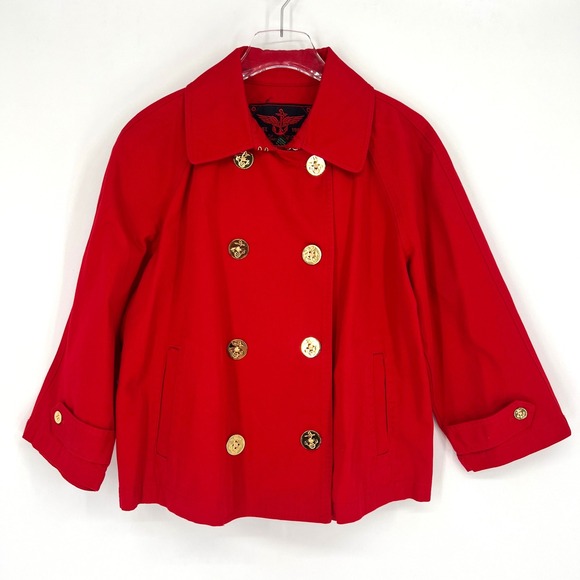 Ralph Lauren Jacket Womens XL Red Nautical Double Breasted Cropped